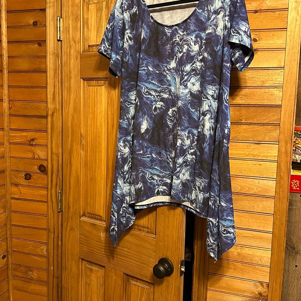Soma Blue Asymmetrical Short Sleeve Tunic